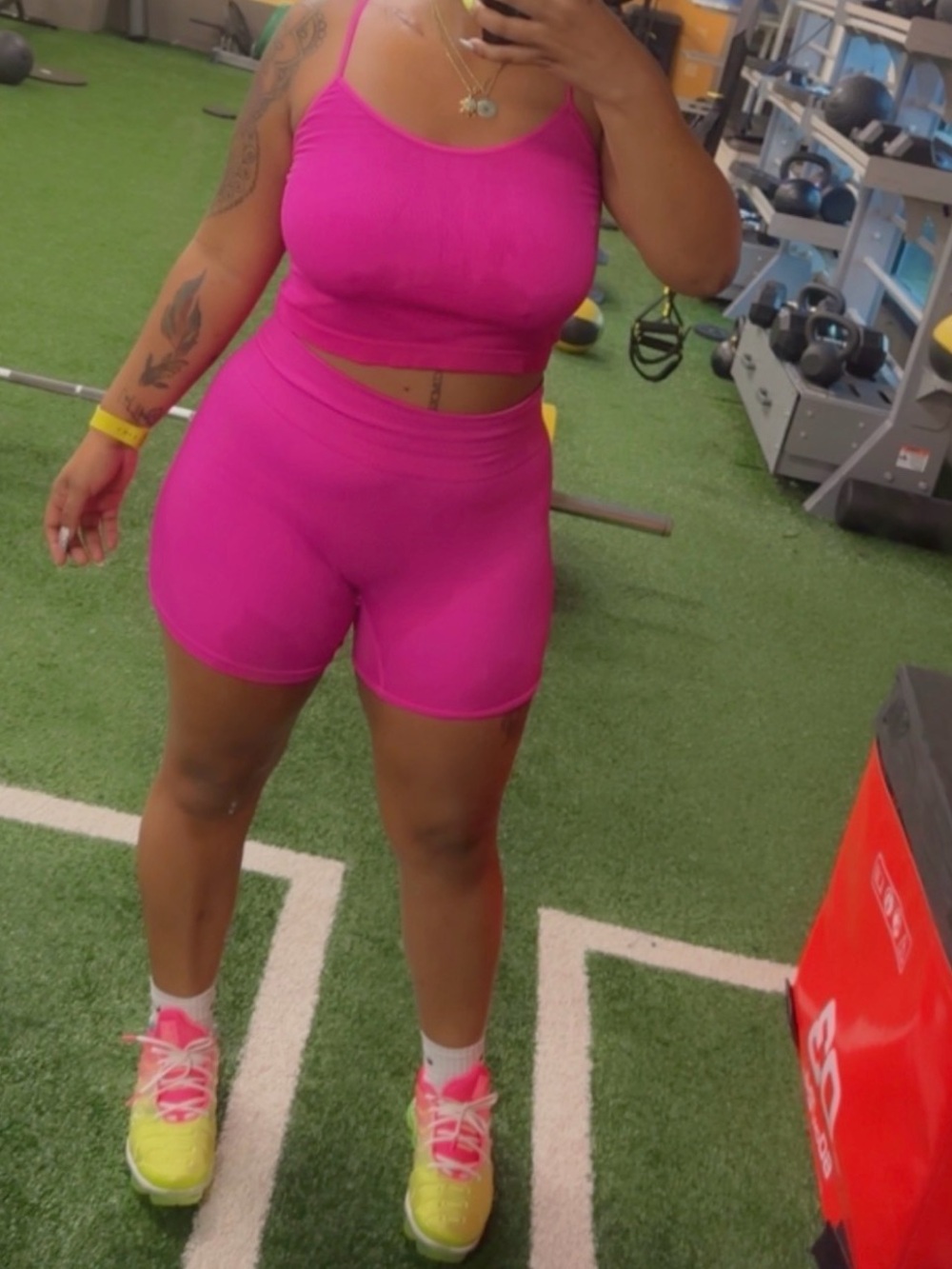 wild fable Hot Pink Ribbed Bike Shorts & tank